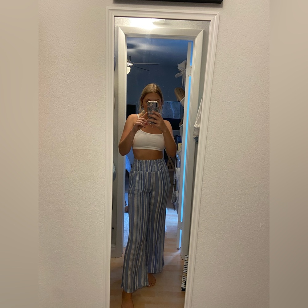 Billabong blue and white striped beach pants
